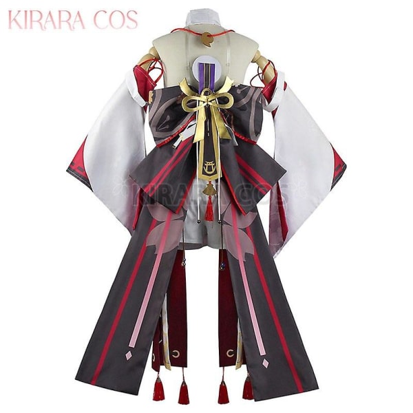 Genshin Impact Yae Miko Cosplay kostymklänning Miko Cosplay Peruk Rosa hårkläder Genshin kostymer S