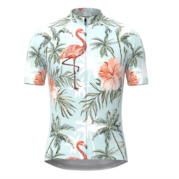 Miesten Hawaiian Tropical Flamingo Print Pyöräilypaitasarjat Lyhythihaiset Pyöräilyvaatteet MTB Ropa Ciclismo Bib Pant Pyöräilyvaatteet 19 L