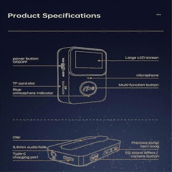 mp3-soitin Bluetooth 5.0 -musiikkisoittimella