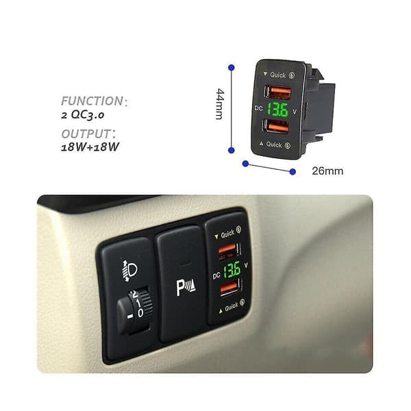 36w Billader Dobbel USB Hurtiglading Biltilbehør Grønt Lys