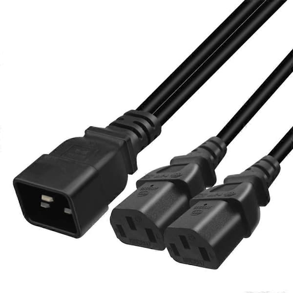 C20 til 2x C13 Y-splitter adapter forlængerstrømkabel PDU UPS 32cm