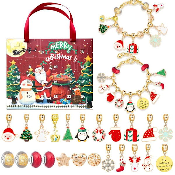 Mode Jul Adventskalender Xmas Blind Box Charm DIY Armband Making Set Handheld 24 Countdown Calendar DIY Smycken Present style 3
