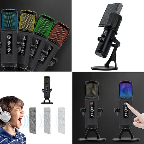 Kvalitets USB Mikrofon RGB Belysning Overlegen Lydkvalitet Cardioid USB Mikrofon