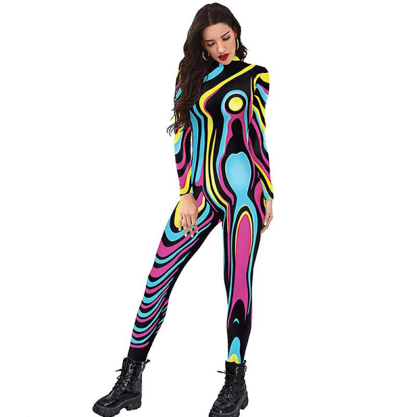 Naisten Halloween-asu Stretch Skinny Catsuit jumpsuit Bodysuit style 1 M