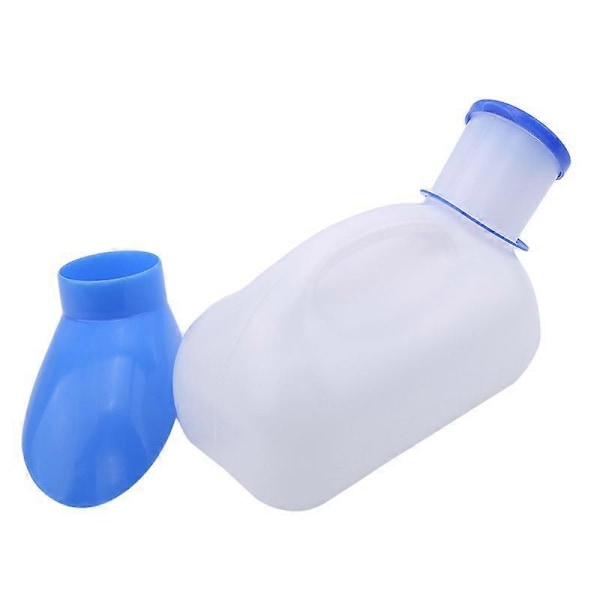 Unisex potta urinal för bil, toalett urinal för män och kvinnor, sängpannor kissflaska med lock och tratt