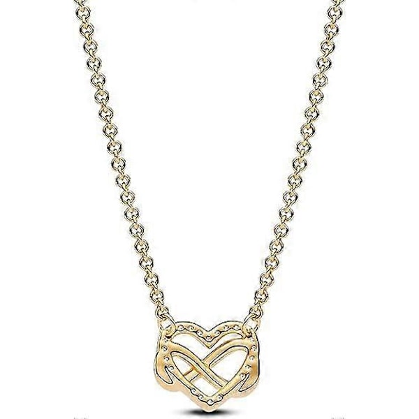 Hjertekjede med klar cubic zirconia (gull)