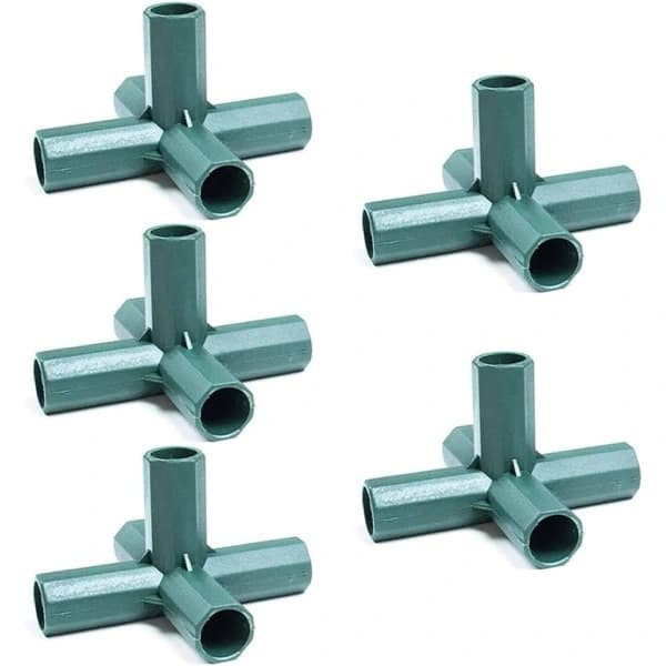 5 x 16mm växthusramskopplingar, 5-vägs PVC-hörnkopplingar