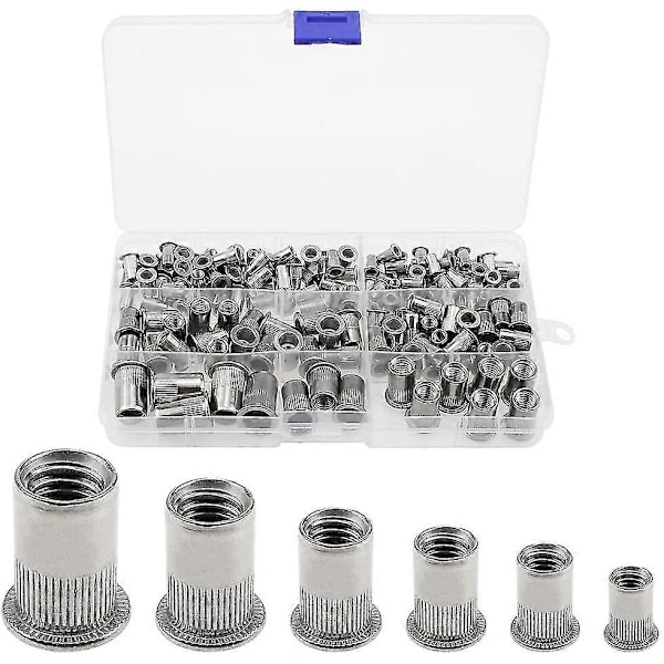 Set med 165 Rostfria Nitmuttrar M3 M4 M5 M6 M8 M10