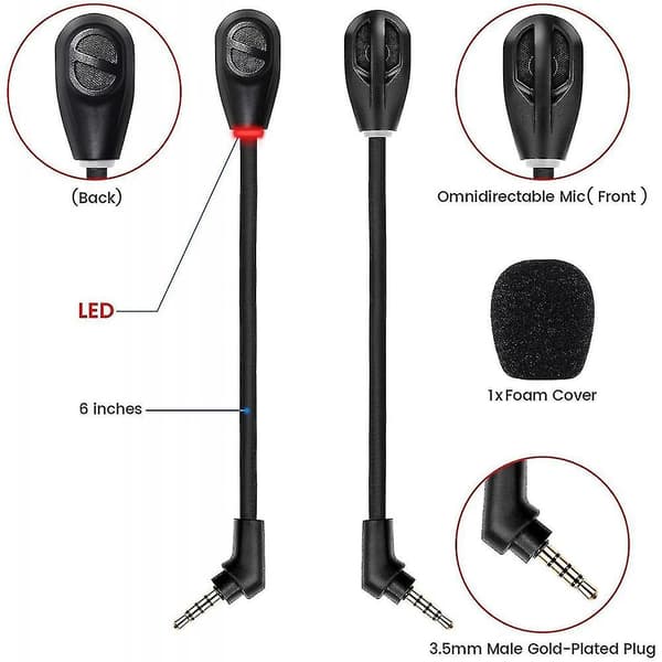 3,5 mm Ersättningsmikrofon Kompatibel med Hyperx Cloud Flight/ Flight S GGZ