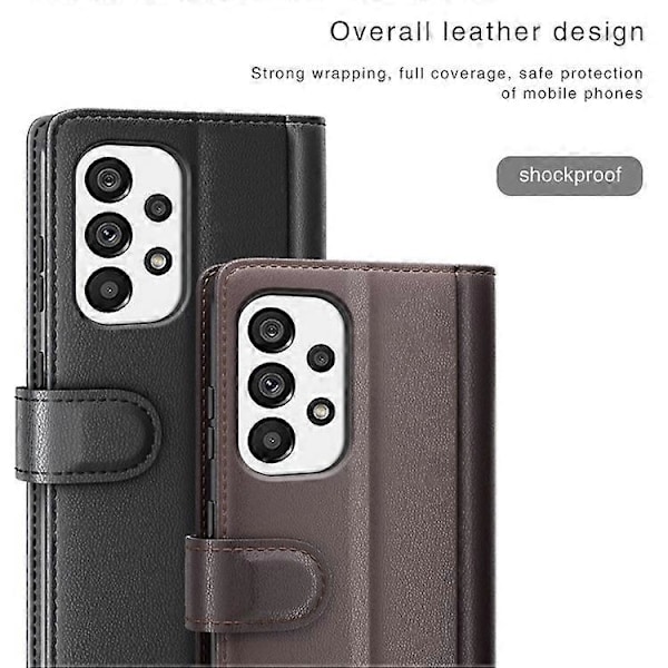 Kompatibel med Samsung Galaxy A53 5G Wallet Case Split Læder Ægte Læder Folio Flip Stand Stødsikkert Cover Black