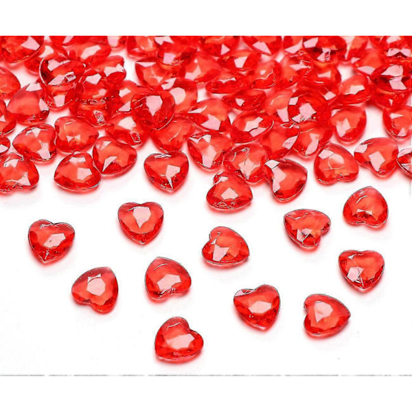 Förpackning med 500 Röda Hjärtan Diamantkristaller Konfetti Dekorativa Glittrande Stenar Konfetti Diamanter 8 mm