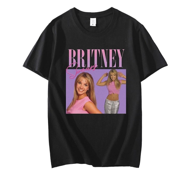 Britney Spears Vacker foto T-shirt dam Hipster bomull Casual kvinnlig Harajuku kortärmade toppar t-shirt Black L
