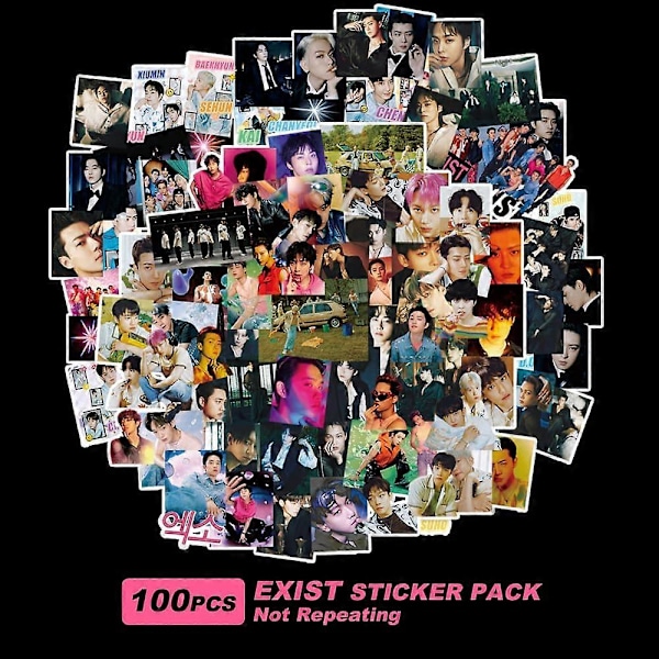 Kpop-poikabändi EXO Exist -tarrat 100 kpl, EXO-tarrapakkaus, söpöt EXO Exist -albumitarrat, Kpop-fanituotetarrat, EXO-lahja faneille, tytöille, tyttärelle
