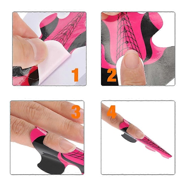100 st Nagelformar för Nagel Förlängning UV Builder Papper Bricka Nagelkonst Tillbehör