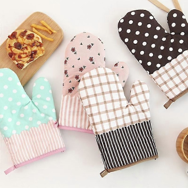 1 Par Köksgrytlappar, Värmebeständiga Handskar Med Mjukt Bomullsfoder, För Matlagning, Bakning och Grillning (Blå Polka Dots)