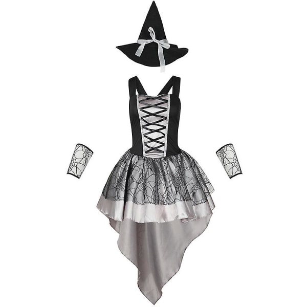 Carnival Halloween Multicllr Tuxedo Evil Witch Naisille Puku Glamour Tutu Enchantress Roolileikki Cosplay Fancy Juhlamekko Gray M