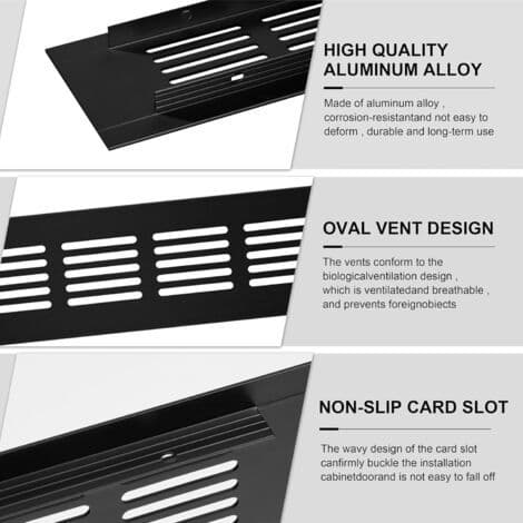 Aluminium Ventilationsrist Rektangulær Ventilationsrist med Skruer til Ventilation af Skabe og Rum.