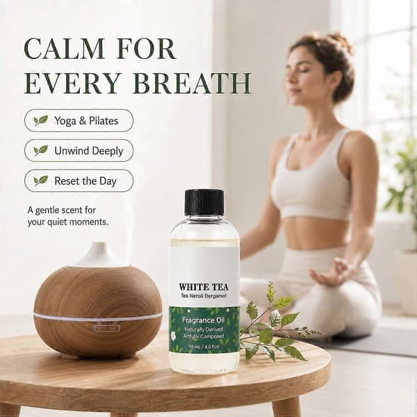 Hvid Te Diffuser Duftolie 118ml, Te Neroli Bergamot Duft til Ultralyds- og Vandfri Diffusere, Langvarig Hjemme Hotel-stil Aromaolie 2pcs