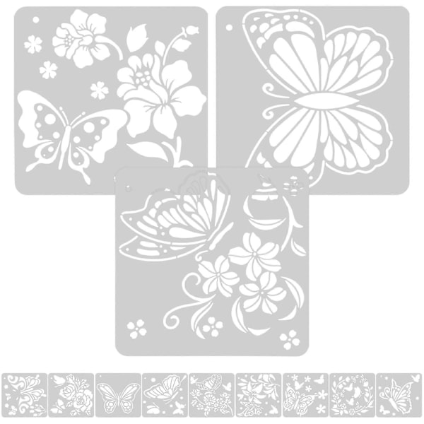 12 Ark Fjärilsstencil Fjärilsmålningsstencil Hantverksstencil Fjärilsmall