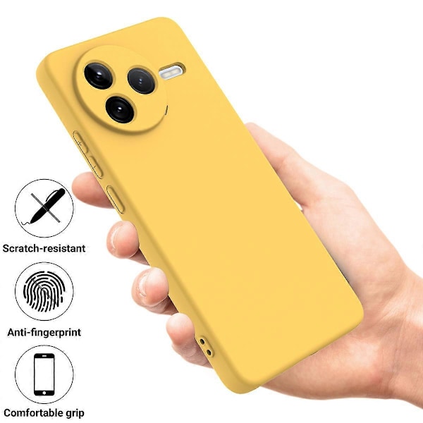 Kompatibel med Xiaomi Poco F7 Pro 5G / Redmi K80 5G Cover Flydende Silikone Telefon Bagside Cover med Håndrem Yellow