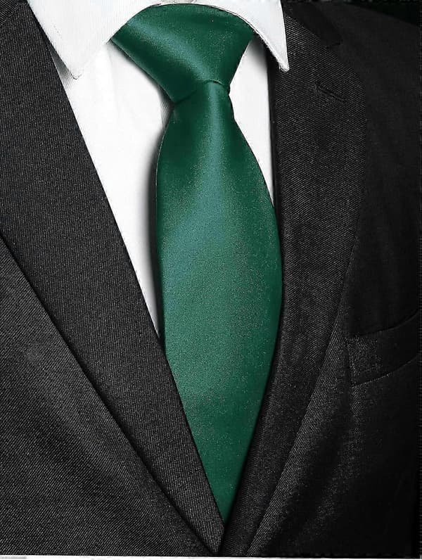 Ensfarget slips, herre, slips for forretninger og bryllupsfest Emerald Green