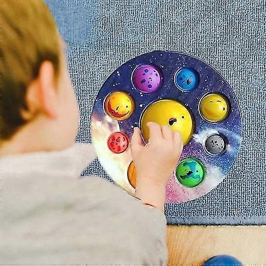 2 stk. Finger Press Bubble Fun Leker -c Solsystem Leker Boble Planet Pop Angstlindring Voksen Gave Barn