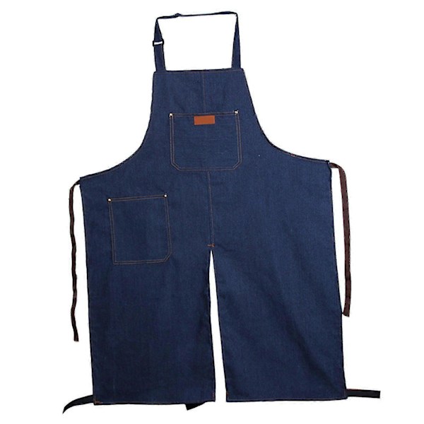 Mode-Pottemakeri Denim Split Leg Forklæde Justerbar Halsrem Til Kunstner