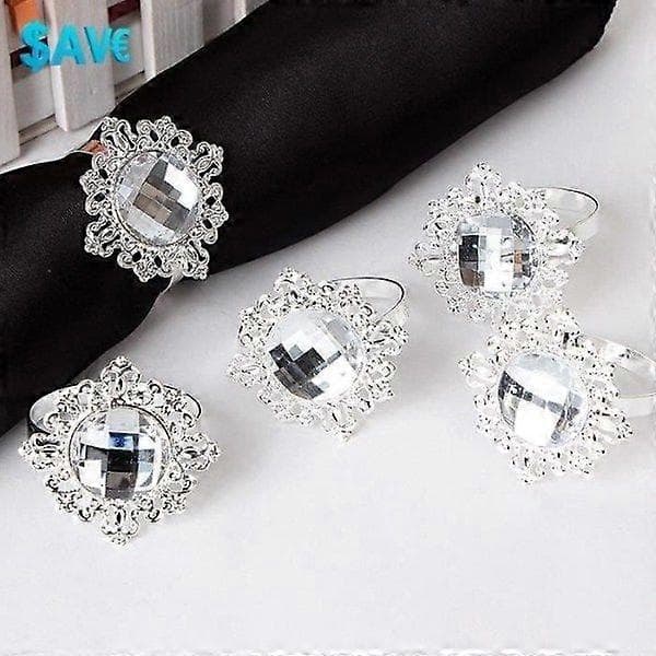 SERVETTRING - Bröllopsbankettdekor - 12 st Diamant - Akryl - Silver