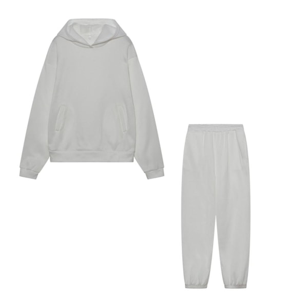 Naisten huppari + joustava set Activewear Creamy White L