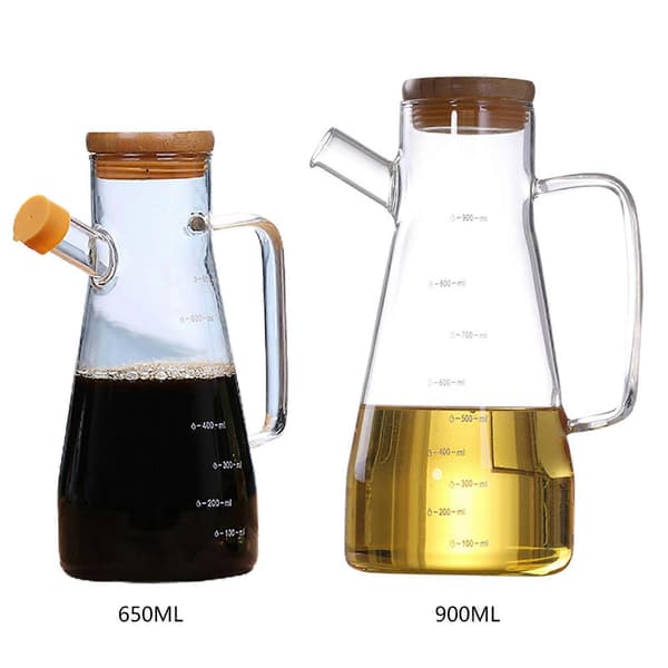 Transparent oljedispenserflaska Olivoljedispenserflaska Läcksäkert glas