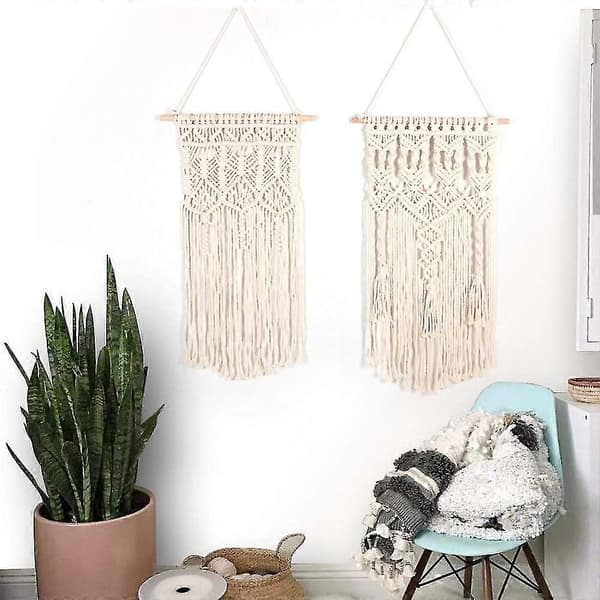 Makramé Vävd Väggbonad Boho Chic Bohemisk Hem Geometrisk Konst Dekor - Vacker Lägenhet Sovsal Rum Dekoration, 75cm (l) X 35cm (b)