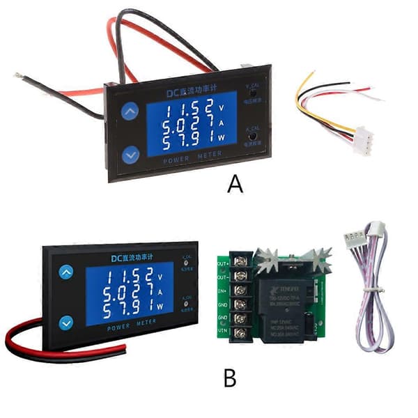 0-200VDC 10A Effektmätare Digital Voltmeter Amperemeter Wattmätare Temperaturövervakare