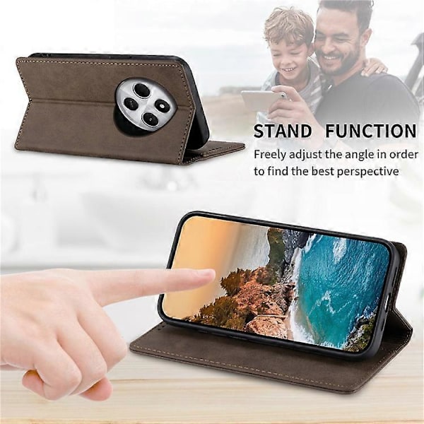DF-05 Yhteensopiva Xiaomi Redmi 14C 4G Lompakkokotelo RFID PU Nahkainen Puhelinkuori Brown