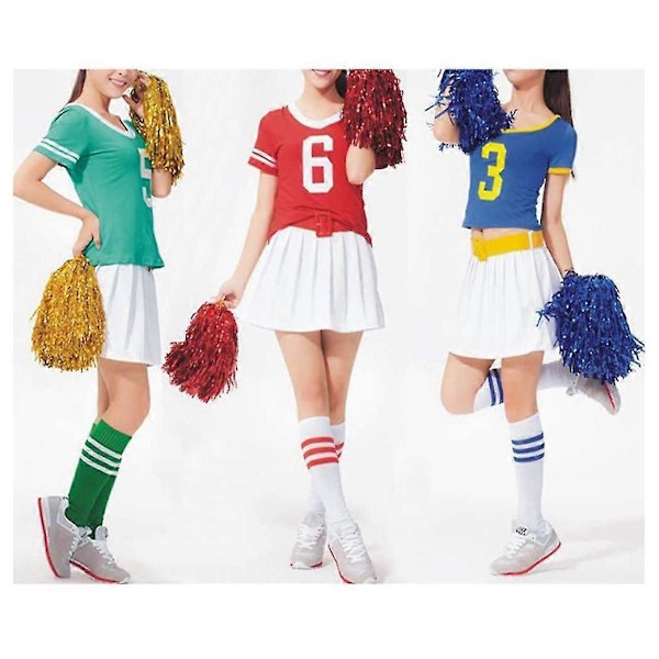 24 stk. Cheerleading Pom Poms Metallisk Folie Cheer Pom Poms med Plasthåndtak for Voksne Barn Cheerl (floker)