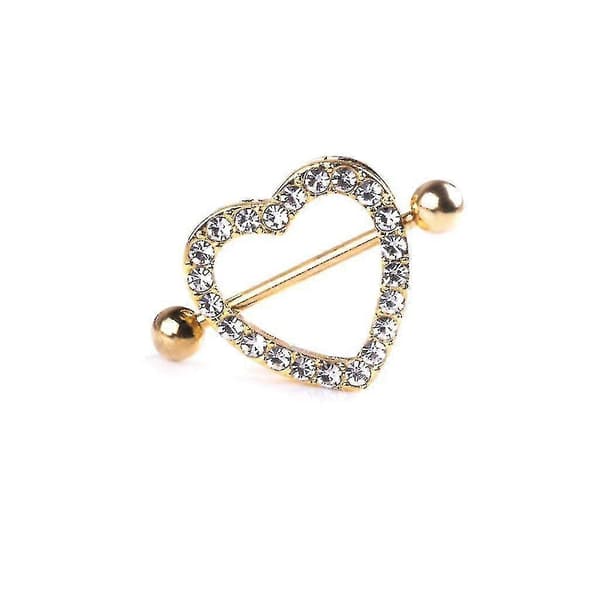 To-lags Nippel Piercing Barbell Hjerte Nippelringe Til Rhinestone Nippel Stud Bedst