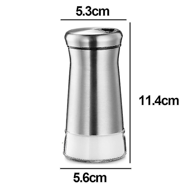 Salt- og pebersæt - Krydderidispensor med justerbare hældningshuller - Rustfrit stål & glas