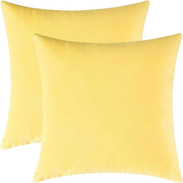 Dekorative pynteputetrekk, fløyelsputetrekk, ensfargede pynteputetrekk til sofa og seng, blekgul, 40 x 40 cm, sett med 2