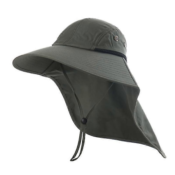 Solhatt för män utomhus med UV-skydd Safarihatt Bredbrättad fiskehatt med nackskydd 1 st brun yu