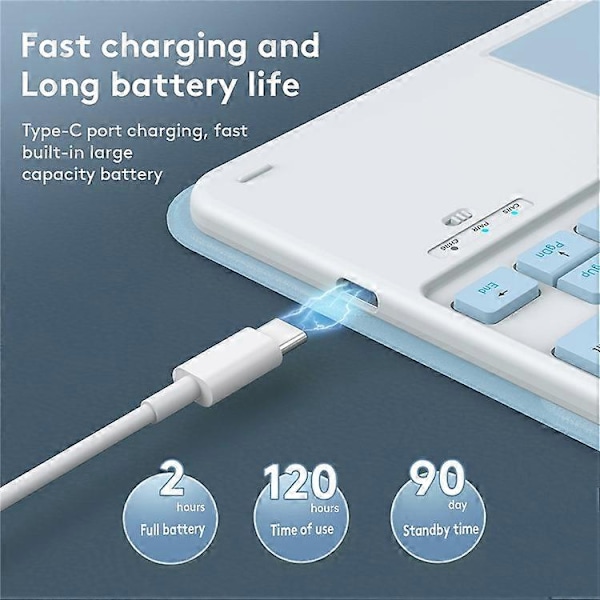 TP-1099 Yhteensopiva iPad 10.9 (2022) Langaton Näppäimistö Kotelo Hiirellä, PU Nahka Folio Käännettävä Bluetooth Näppäimistö Kotelo Blue