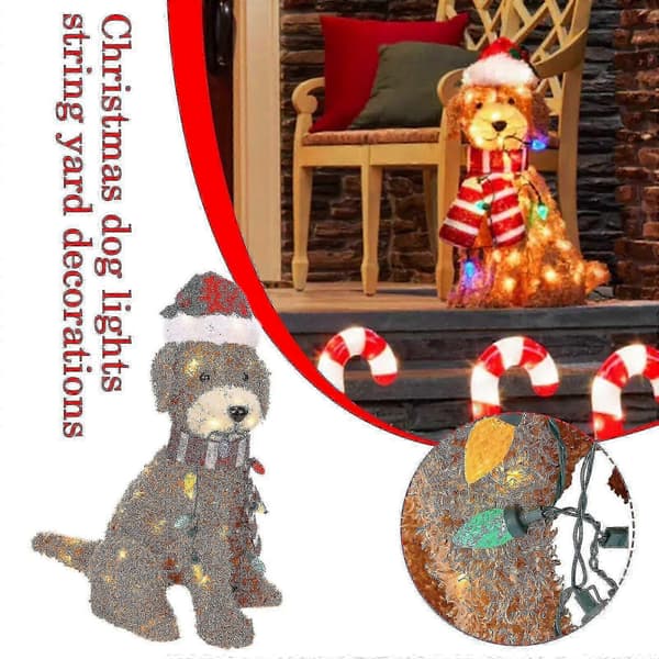 Julepynt med LED-lys - Fluffy Doodle Hunde Dekoration Gave