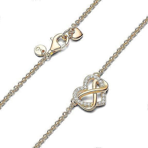 Hjertekjede med klar cubic zirconia (gull)