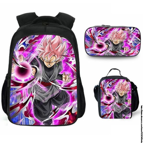 3 stk 16 tommer Dragon Ball Goku skoletaske til børn skoletaske Gold 16inch double-deck