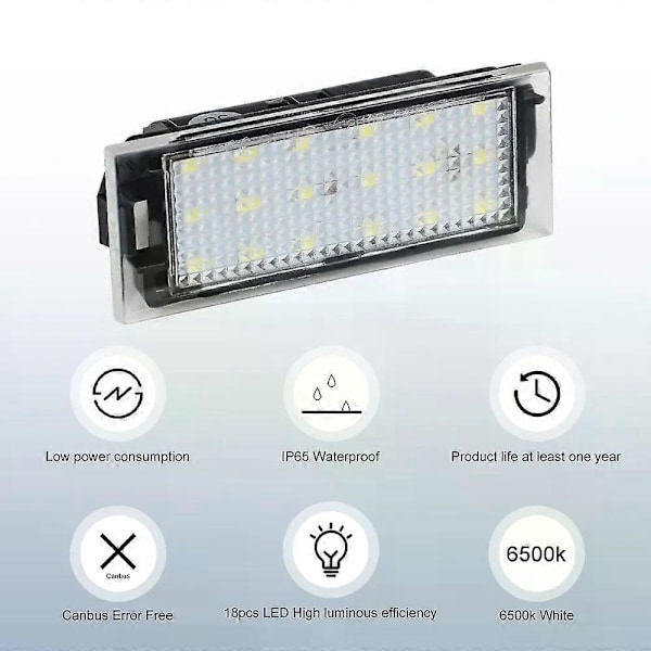 2 st LED-registreringsskyltslampor Canbus Bil LED Nummer Renault Twingo II Clio IV Laguna 2 Megane 3 Twingo Master Vel Satis Billampor