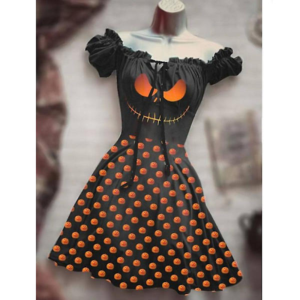Halloween-mekko naisille, juhlamekko Vintage mekko Tyylikäs A Line -mekko Cocktail-mekot Goottilainen mekko style 5 3XL