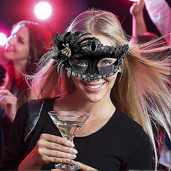 Venetiansk mask för par, maskeradmask, venetiansk spetsmask för kvinna, maskeradfest för kvinna och man
