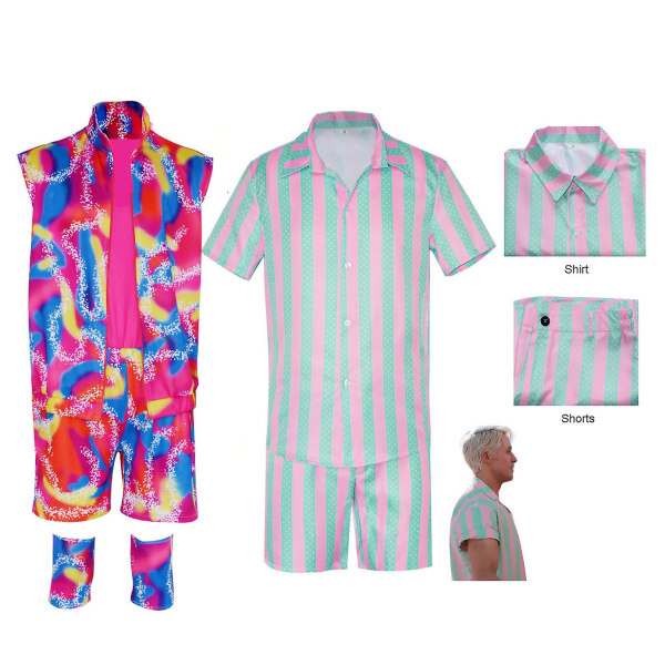 2023 Barbi The Movie Ken Ryan Gosling Cosplay Kostym Hawaiian Beachwear Sportkläder för män Skjortor Shorts Outfits Vuxenkläder 2 L