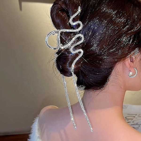 Franska Hårklämmor i Metall Silver Snack Rhinestone Hårtillbehör Hårprydnader Geometri Hårklämma Hårsnodd Lyxiga Trasor Akryl Elegant Hea