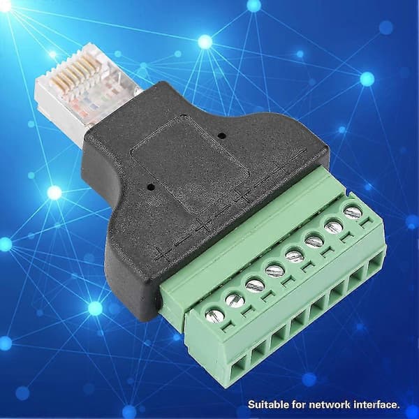 RJ45 Han til 8-benet Terminalblok Ethernet Adapter Konverter