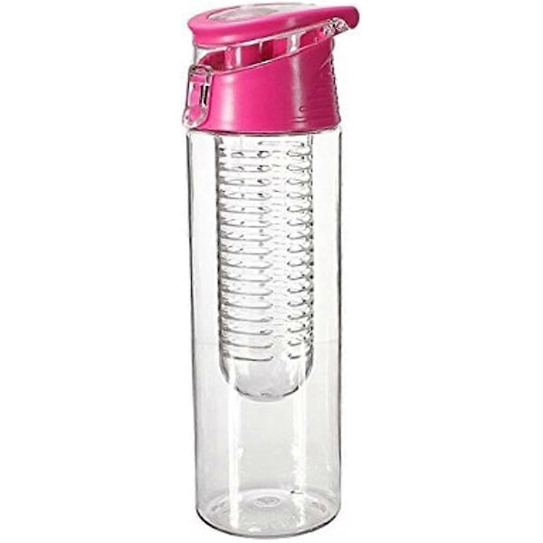 Pink frugtinfusionsvandflaske med frugtindsats og flip-låg, citronjuicemaskine - BPA-fri (800 ml)