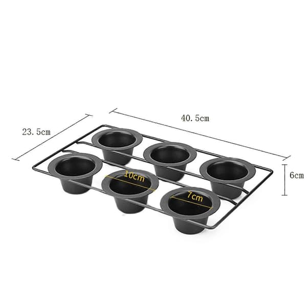 Popover Kakeform Non-Stick Muffins Cupcake Bakeutstyr for Ovnsbaking Vertikal Koppdesign 6-Hull Allsidig Vaffel Puddingform